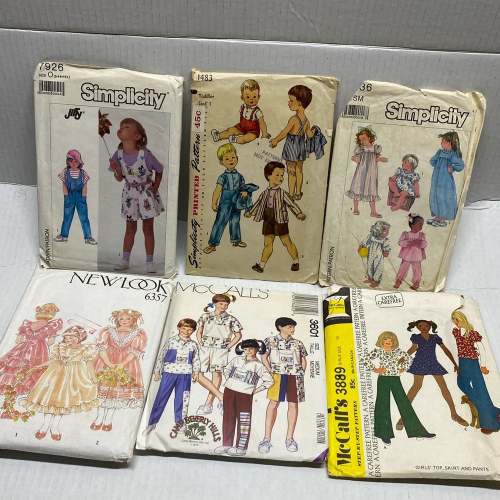 * children’s sewing pattern Collection 6 patterns cut toddler & child sizes
